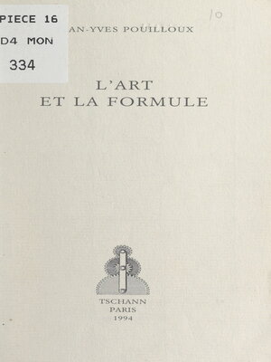 cover image of L'art et la formule